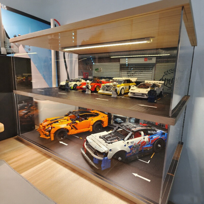 1:24合金车模收纳展示盒乐高防尘展示架仿真车库停车场男孩礼物