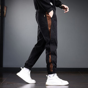 工装 黑色高端机能潮流炸街男裤 裤 秋冬季 子男锥形加绒休闲裤 美式