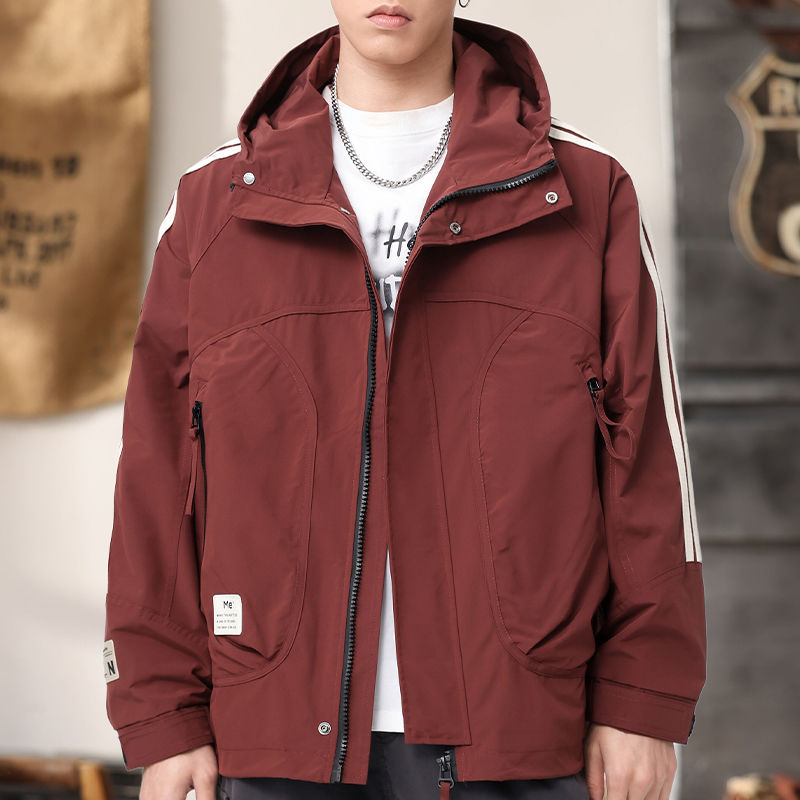 高端品牌工装夹克秋季砖红