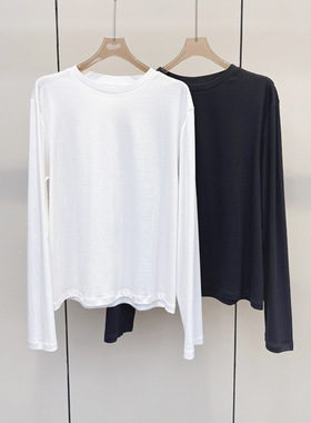 2025早秋新品女装 净版小圆领后中缝百搭显瘦长袖T恤 两色
