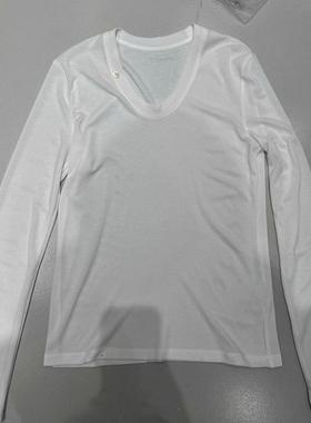 欧洲站2025早春新款 欧货U领上衣百搭时尚时尚天丝羊毛打底衫T恤