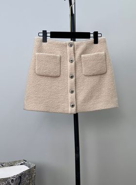 小香风羊毛粗花呢半裙女深圳南油高端女装欧美名媛轻奢a字短裙子