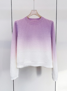 2025新款秋季女装 紫色絮语渐变毛衣针织上衣