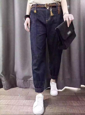 欧洲站2024秋冬新款NANANIII时尚女装长裤子收脚哈伦裤宽松牛仔裤