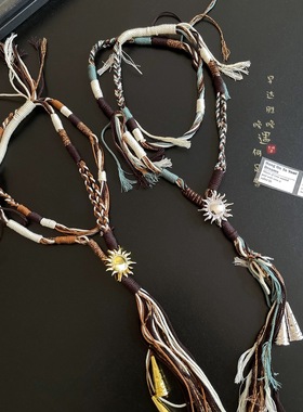 腰链叠搭多用长款编绳度假毛衣链