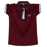 Fat men, plus-size short-sleeved T-shirt with a collar, business blue work uniform, American-style half-sleeved pure cotton top garment thumbnail 2