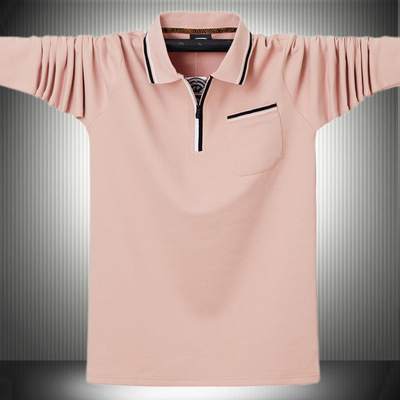 特大码半拉链带领潮胖长袖t恤