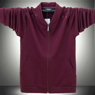 胖男士200斤春秋外套纯棉6XL加大码秋冬季跑步晨练夹克运动服开衫