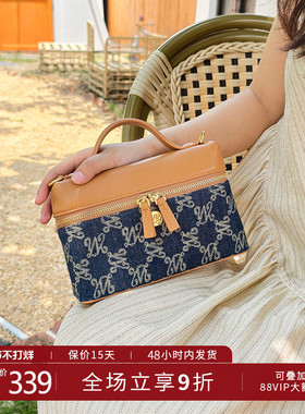 万里马丹宁手提包盒子包单肩斜挎女包牛仔通勤小方包法棍腋下包