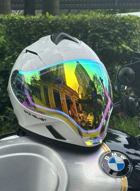 QIKE骑克FP02镜片摩托车全盔大视野广角极光蓝红镀银黑色镜片