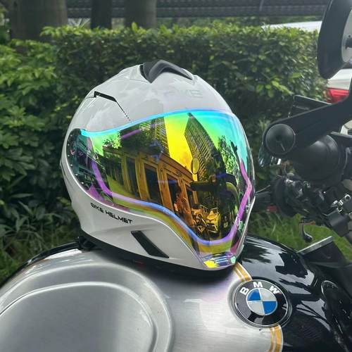 QIKE骑克FP02镜片摩托车全盔大视野广角极光蓝红镀银黑色镜片