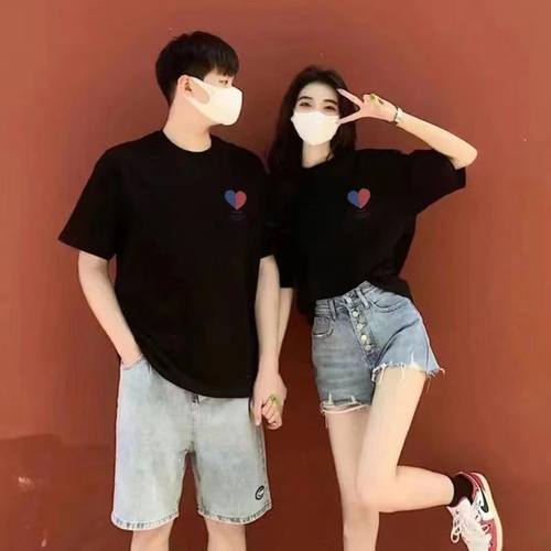 2024新款指纹爱心情侣短袖T恤女