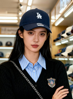 47brand小标LA硬顶月光蓝色棒球帽复古NY防晒显脸小情侣弯檐帽子