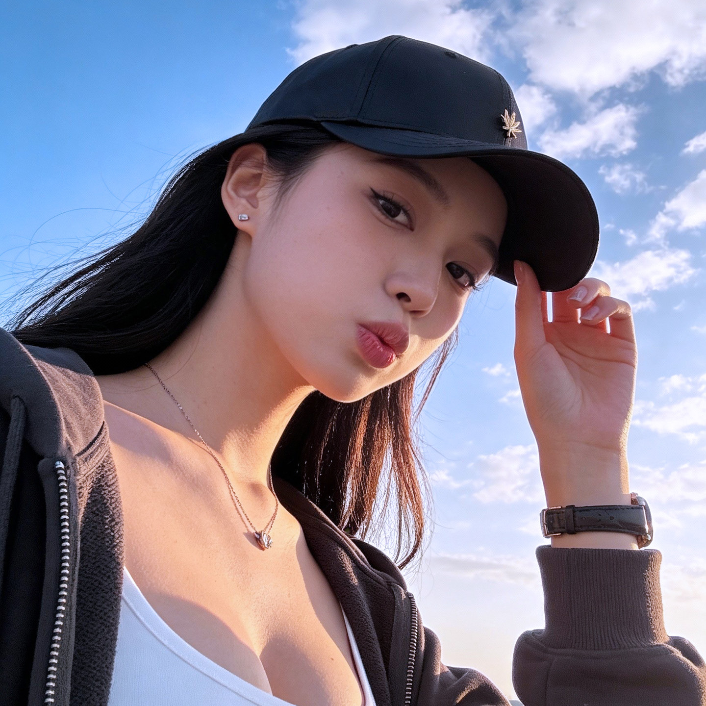 新到弯檐棒球帽 小金章黑色弯沿遮阳鸭舌帽子男女士 同款嘻哈雷鬼