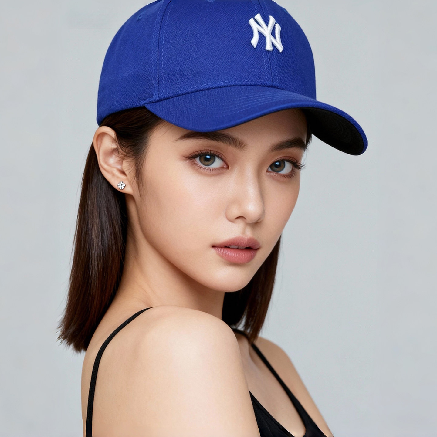 47 brand 蓝色帽子女春秋百搭 小标ny鸭舌帽 LA棒球帽男 ins 潮牌