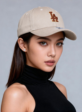 47brand 硬顶卡其色棒球帽 LA秋冬 ins明星网红 ny鸭舌帽子男女款
