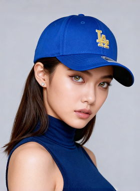 47brand帽子女款春夏 克莱因蓝色棒球帽NY潮金色刺绣情侣LA鸭舌帽