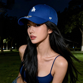 47brand小标硬顶LA好运蓝色棒球帽复古男女ny显脸小情侣鸭舌帽子