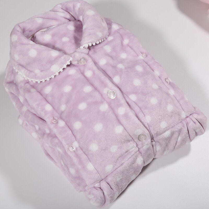 겨울 두꺼운 따뜻한 간호 의류 플러스 벨벳 산호 벨벳 플란넬 감금 의류 잠옷 세트 산후 가정 의류