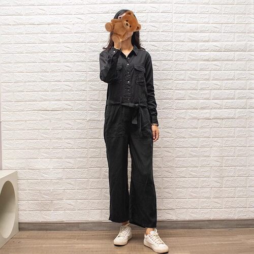 新款正品春夏ABLE JEANS女士气质连身裤薄款天丝连体阔腿裤牛仔