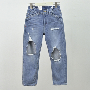特价ABLE JEANS小码牛仔裤女瘦子裤水洗破洞裤夏季薄款女八分裤
