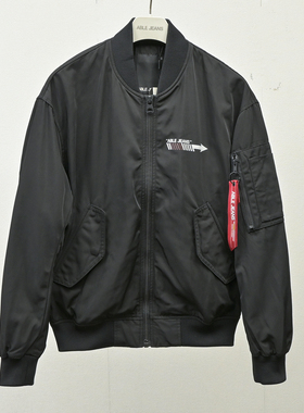 超值新品ABLE JEANS男士春季外套棒球夹克潮流宽松街头黑色拉链装