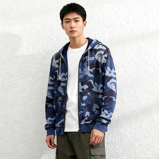 特价清仓ablejeans男士连帽拉链迷彩卫衣毛圈布卫衣印花上衣潮