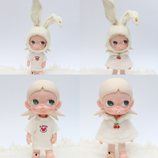 zsiga可动人偶bjd玩偶公仔娃衣嘎子姐帽子毛绒兔子帽子T恤长袖冬