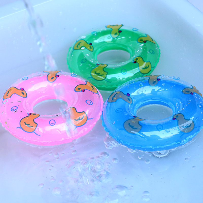 迷你小游泳圈免充气不进水小黄鸭儿童戏水玩具软胶小孩戏水洗澡