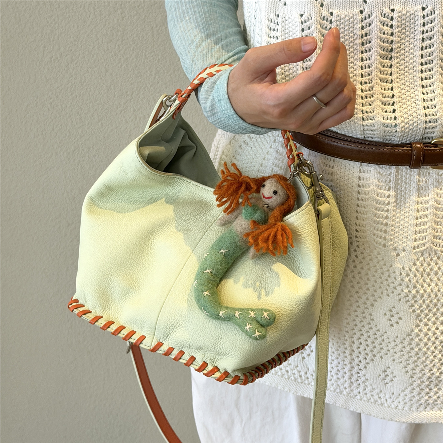 【私藏月光】软糖编织菜篮子包 春夏真皮女包2026新款手提斜挎包