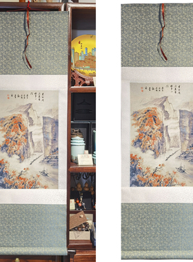 重庆伴手礼三峡红叶风光夔门丝绸织锦卷轴画轻便中国风纪念品礼物