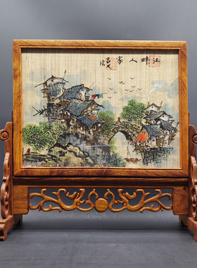 重庆手绘非遗花梨木夏布画可定制
