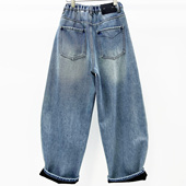 牛道途2025冬新款 镰刀裤 加绒加厚宽松牛仔女香蕉裤 浅蓝显瘦弯刀裤