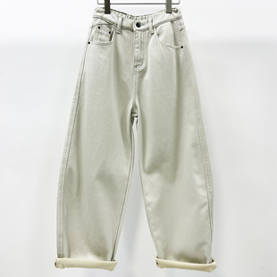 杏色显瘦百搭弯刀裤 加厚加绒宽松牛仔女香蕉裤 新款 牛道途2025冬季