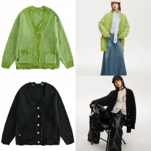 TEEINXX小众设计毛边破洞毛衣宽松针织衫 外套A6170