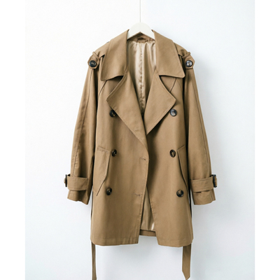 【恩佳】TEEINXX设计款气质时尚宽松百搭翻领小众风衣NZ306