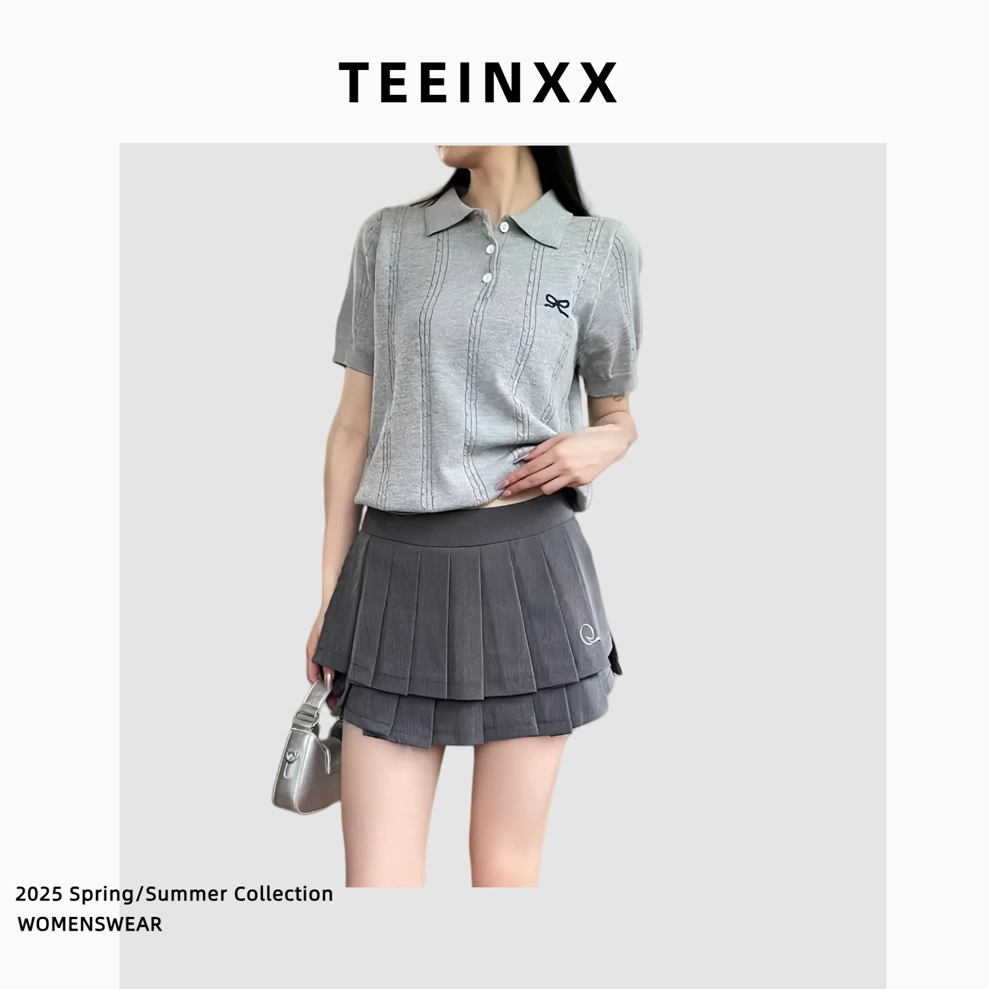 TEEINXX韩版miu系学院风双层百褶半身裙女高腰显瘦纯欲a字短裙子