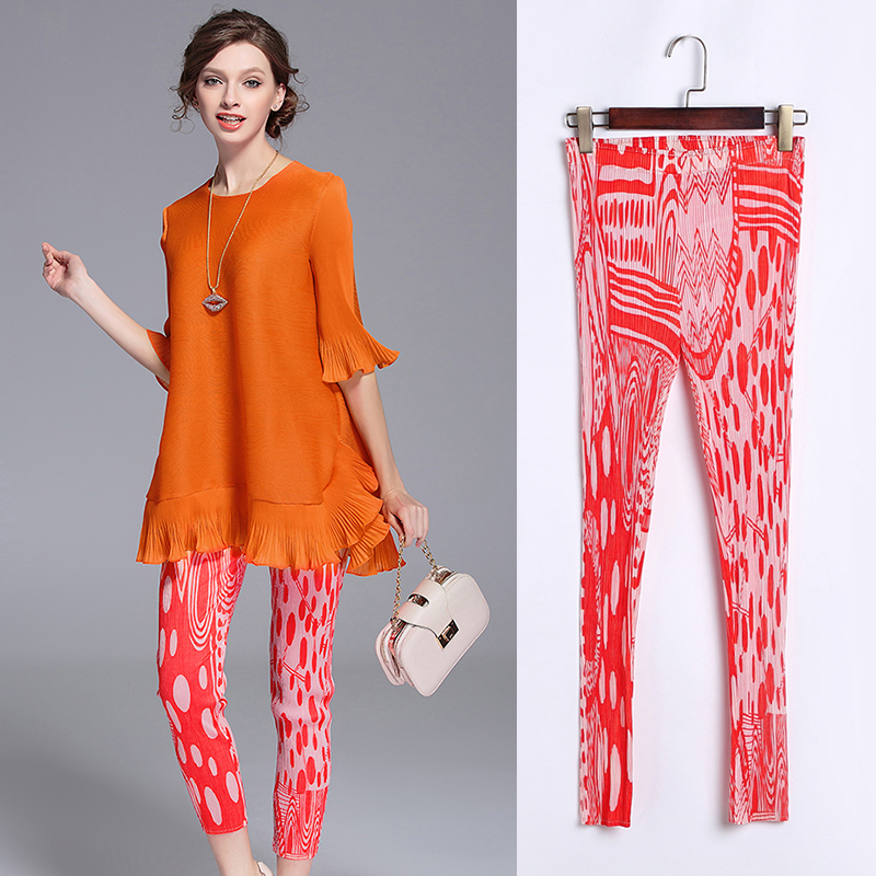 花裤子女潮2025铅笔裤夏清仓捡漏打底外穿紧身九分裤褶皱小脚裤女