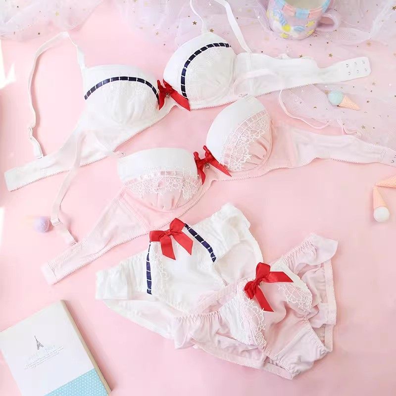 日系文胸小胸聚拢少女心内衣粉色可爱甜美平胸花边胸罩公主