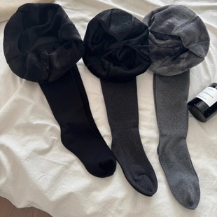 金棉加厚绒不勒脚女士秋冬加绒 袜不顶脚灰色系打底袜 带脚型连裤