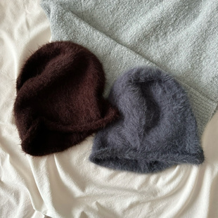 大头帽子冬兔绒堆堆帽冷帽 帽子女 护耳保暖羊毛针织毛线帽冬新品