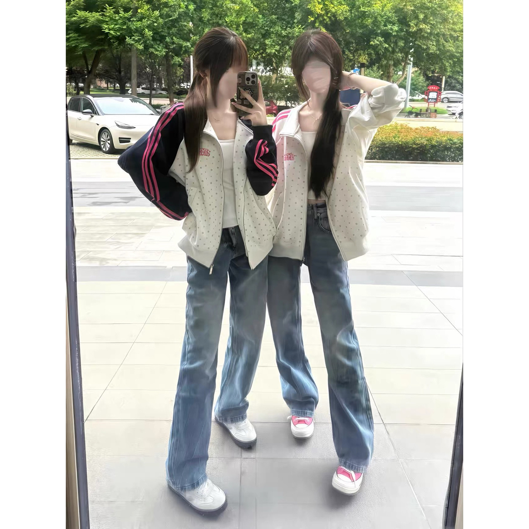 美式复古星星立领拉链外套女春秋宽松运动设计感小众休闲夹克上衣