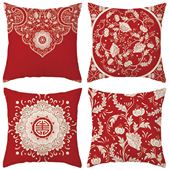 青花瓷图案荷兰绒双面印花抱枕套沙发靠垫汽车腰枕家居抱枕含芯