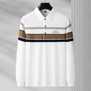 埃森图春秋季新款男丝光长绒棉长袖潮流时尚翻领上衣衫休闲t恤