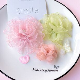 花材料发饰夹装 手工配件自选diy鞋 饰品 欧根纱花朵蝴蝶洞洞鞋 新款