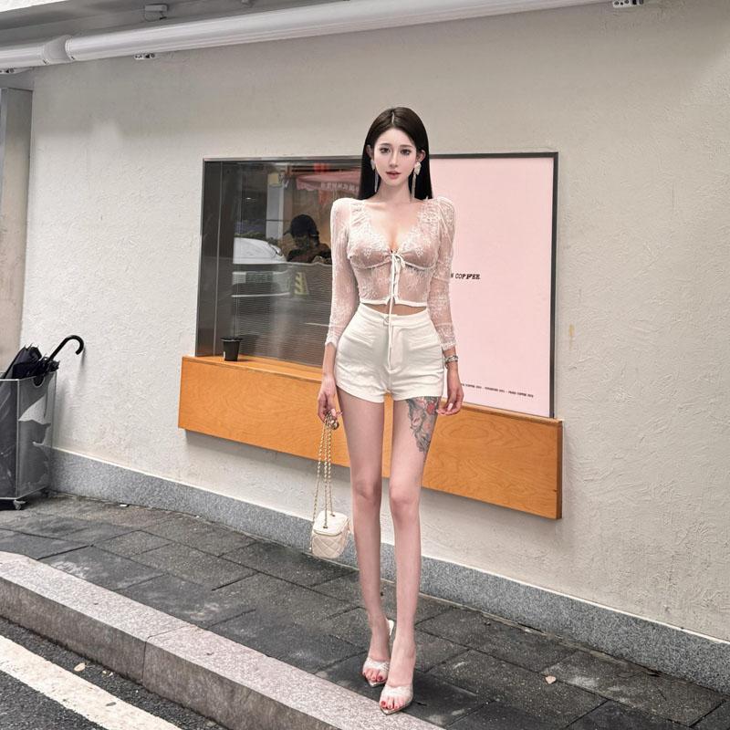蕾丝透视网纱长袖防晒开衫