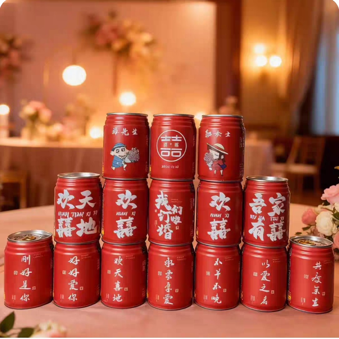 新中式订婚旺仔牛奶定制刻字罐