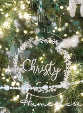 定制圣诞树花环亚克力挂牌挂件儿童企业商务客户回礼物婚礼伴手礼