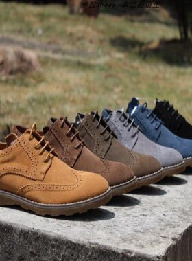 外贸男鞋欧美英伦雕花潮流布洛克翻毛皮商务真皮男鞋特大码454647