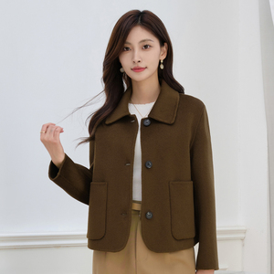 双面羊绒大衣女2023秋冬新款时尚高端短款小个子气质羊毛毛呢外套